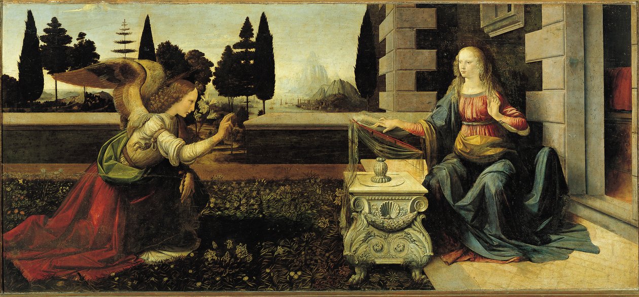 Az Angyali üdvözlet alkotó: Leonardo da Vinci