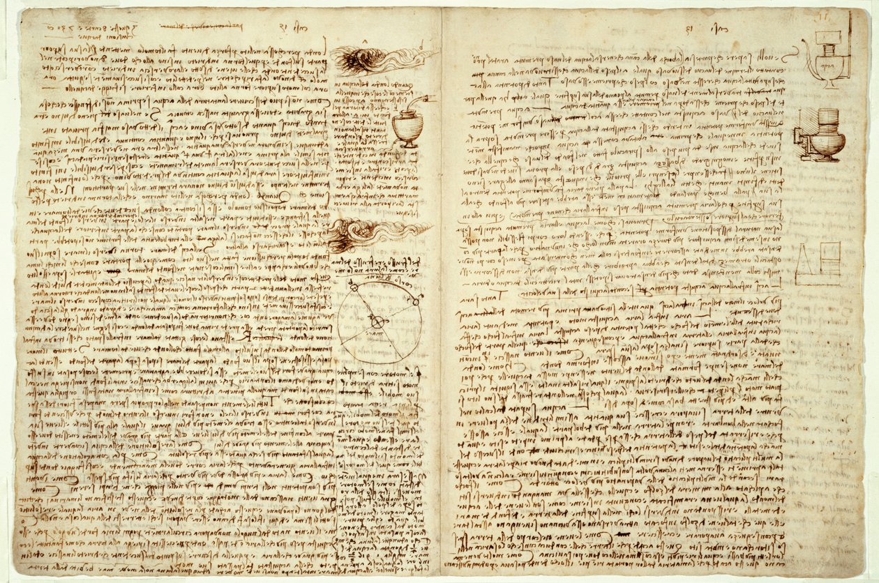 A Codex Hammer, 124-127., 1508-12. oldal alkotó: Leonardo da Vinci