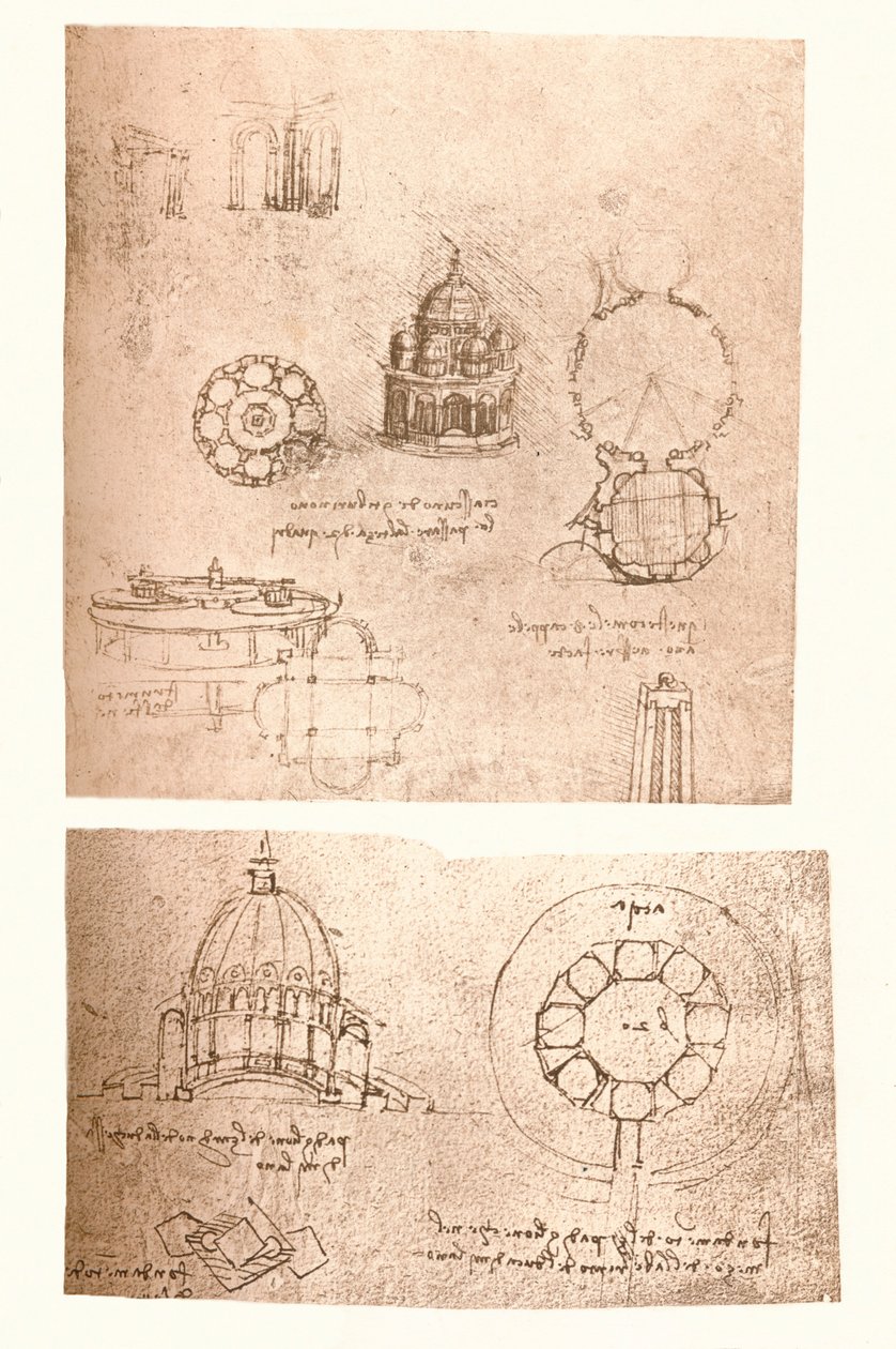 Két építészeti rajz, c1472-c1519 1883 alkotó: Leonardo da Vinci