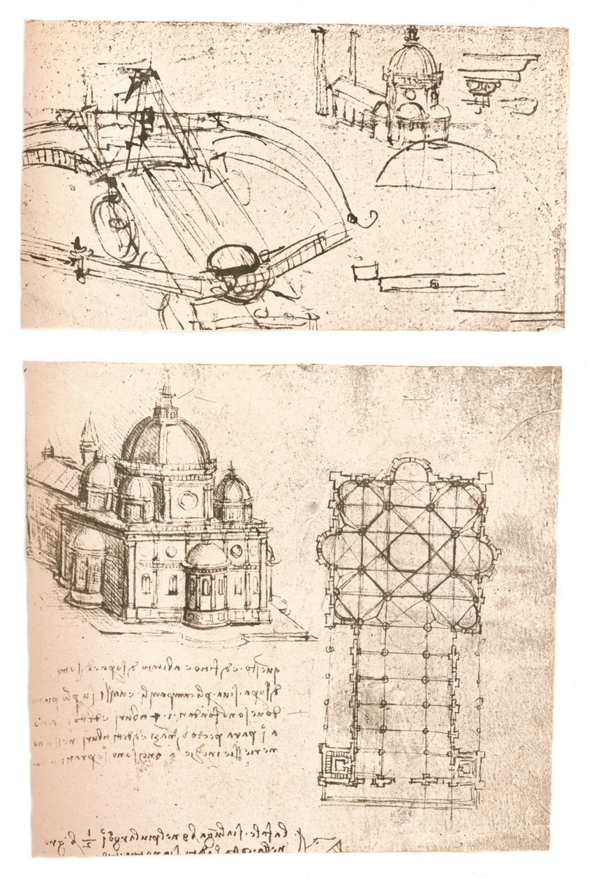 Két templomrajz, c1472-c1519 1883 alkotó: Leonardo da Vinci