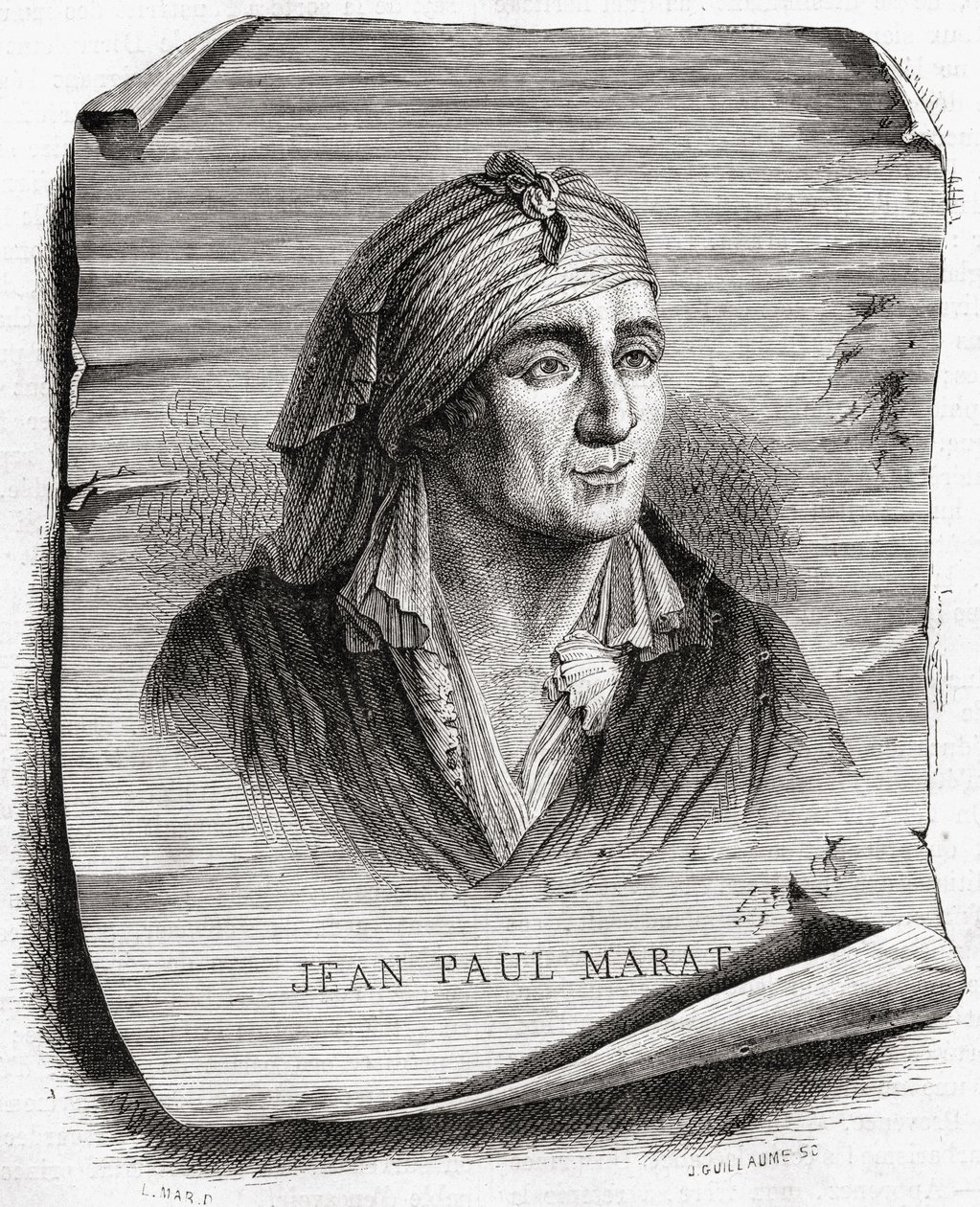 Jean Paul Marat (1743-93) portréja, amelyet Jean Baptiste Amedee Guillaume (1822-93) vésett alkotó: Leopold Mar