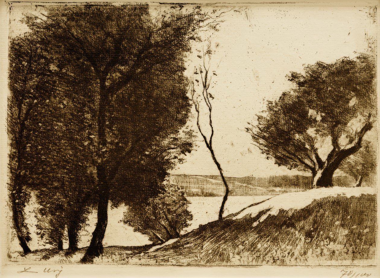 Fákkal szegélyezett part a Brandenburgi-tónál alkotó: Lesser Ury