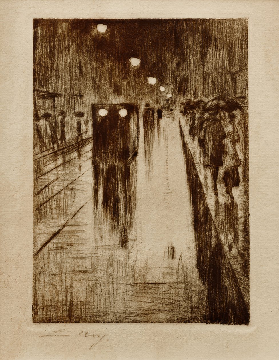 A Leipziger Strasse esőben alkotó: Lesser Ury