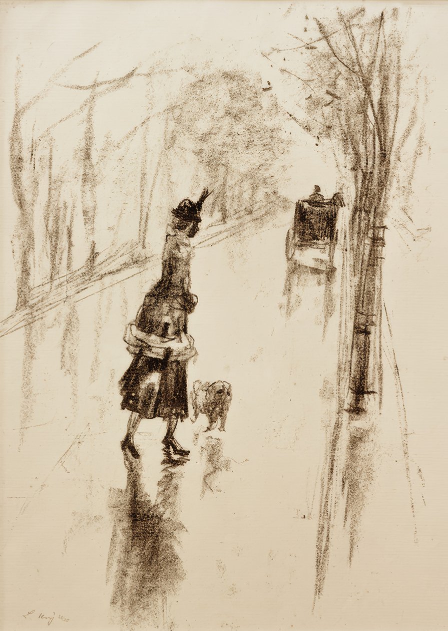 Lány kutyával alkotó: Lesser Ury
