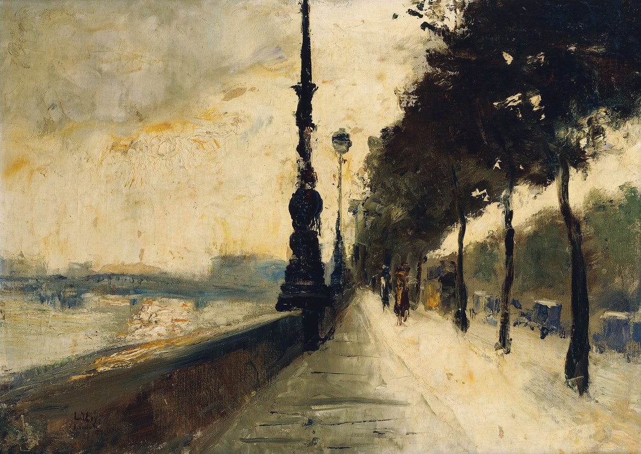 The Embankment, London; Der Uferdamm, London, 1926 alkotó: Lesser Ury