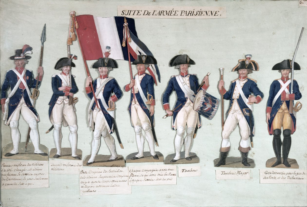A párizsi hadsereg a francia forradalom alatt 1789 körül alkotó: Lesueur Brothers
