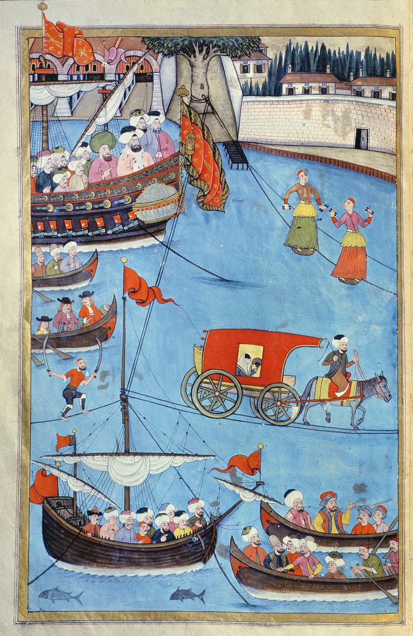 TSM A.3593 Hajózási Fesztivál III. Ahmed szultána előtt (1673-1736) Vehbi „Vezetéknév”-ből, 1720 körül alkotó: Levni