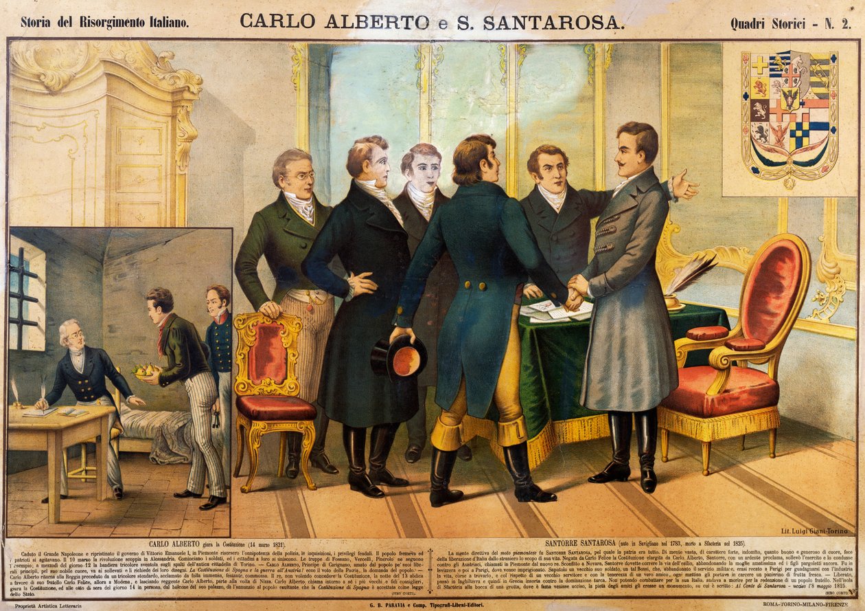 Carlo Alberto alkotmányos esküt tesz március 14-én alkotó: Unbekannt Unbekannt