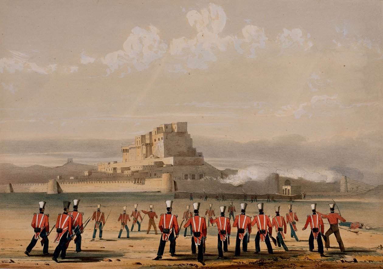 Khelat megrohamozása, az előtársaságok, 1839. november 13., W. Taylor „Ghuznee és Khelat megtámadása”, 1839. alkotó: Lieutenant Thomas Wingate