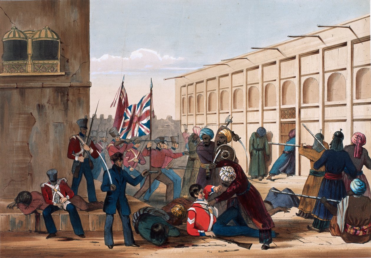 Khelat megrohamozása, a Zenanába belépő csapatok, 1839. november 13., W. Taylor „The Storming of Ghuznee and Khelat” című művéből, 1839. alkotó: Lieutenant Thomas Wingate