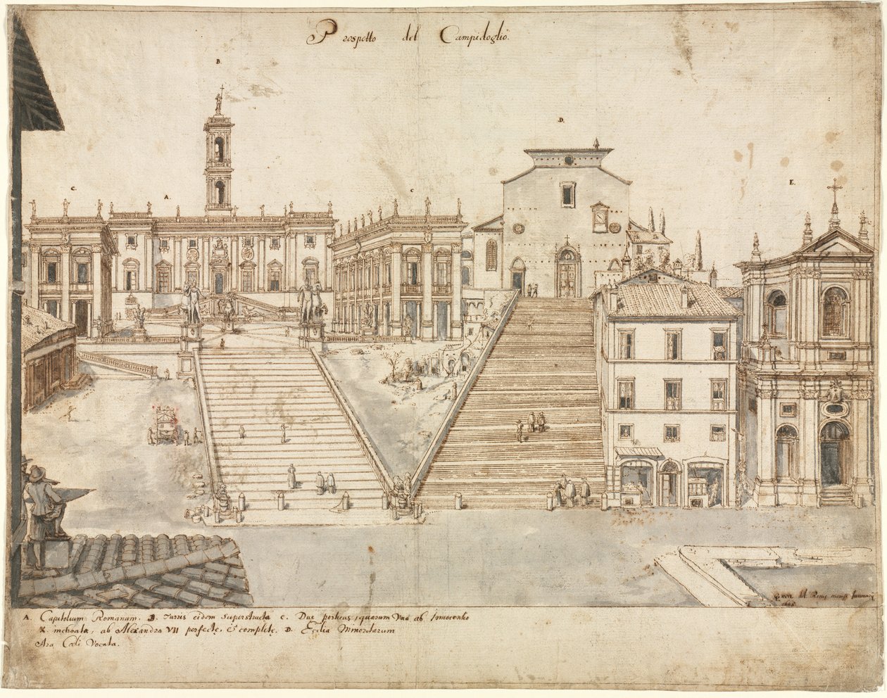 Róma tizennyolc képe: A Campidoglio, 1665. alkotó: Lievin Cruyl