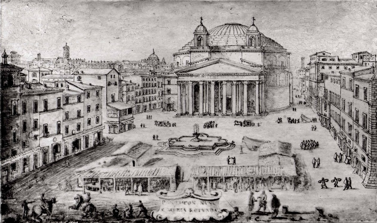 Kilátás a Pantheonra, Róma, 1670-es évek eleje. alkotó: Lievin Cruyl
