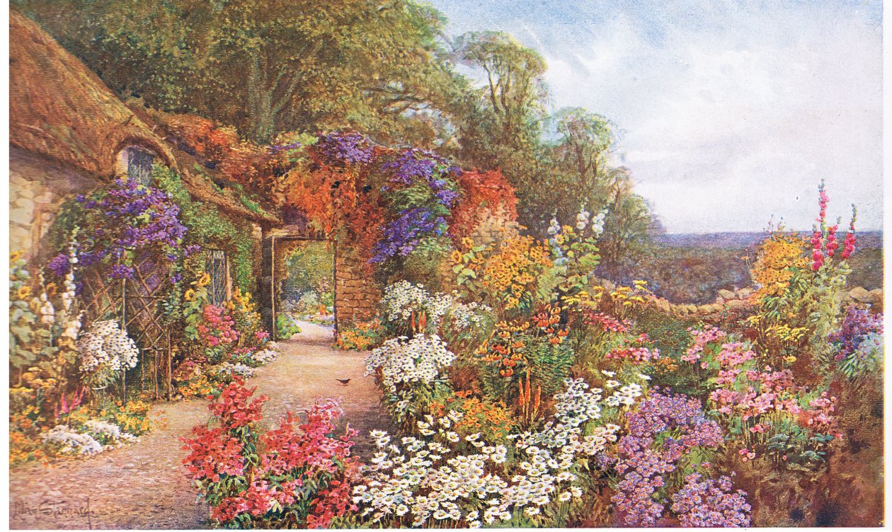 Egy régi kert, a The Gardens of England: In the Southern and Western County-ban, kiadta a The Studio, 1907 alkotó: Lilian Stannard