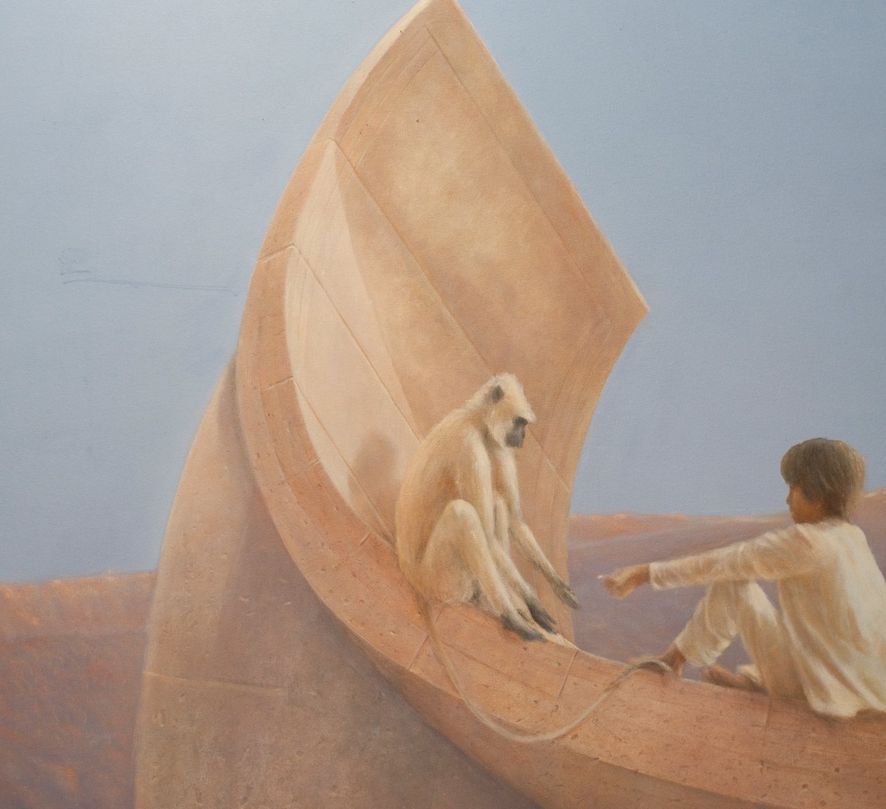 Fiú és majom, 2010 (akril, vászon) alkotó: Lincoln Seligman