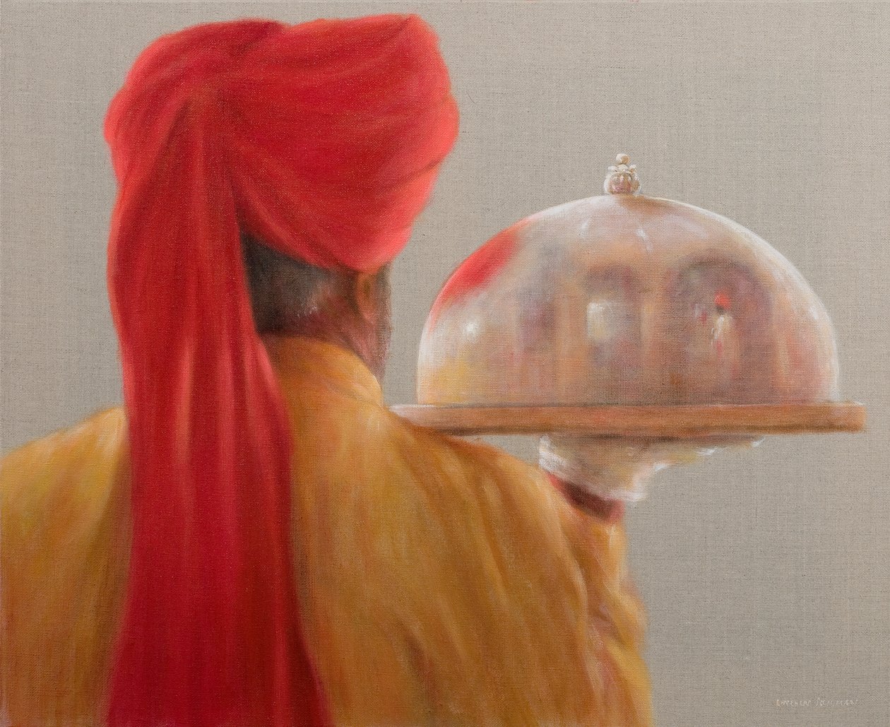 Pincér, Rambagh-palota, 2010 (akril, vászon) alkotó: Lincoln Seligman