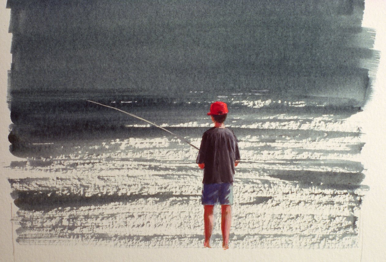 Henry Fishing, Alpok, 1990 (akril, papír) alkotó: Lincoln Seligman