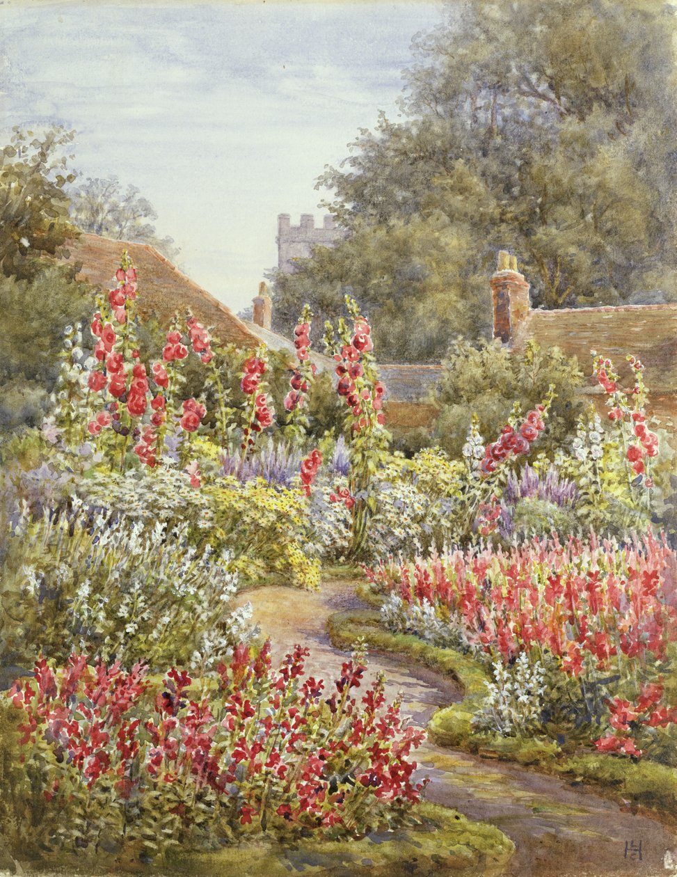 Hollyhocks alkotó: Lionel Charles Henley