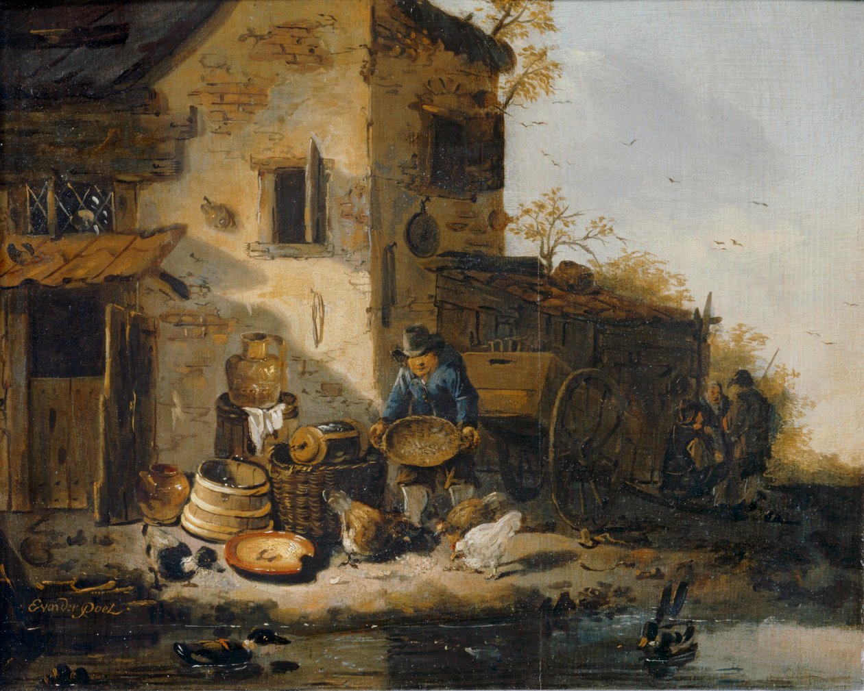 Mezőgazdasági termelő eteti a csirkéit ... alkotó: Lionel Hamilton Renwick