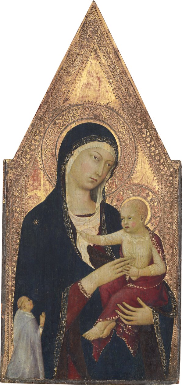 Madonna és gyermek donorral, 1325-30 (tempera a panelen) alkotó: Lippo Memmi