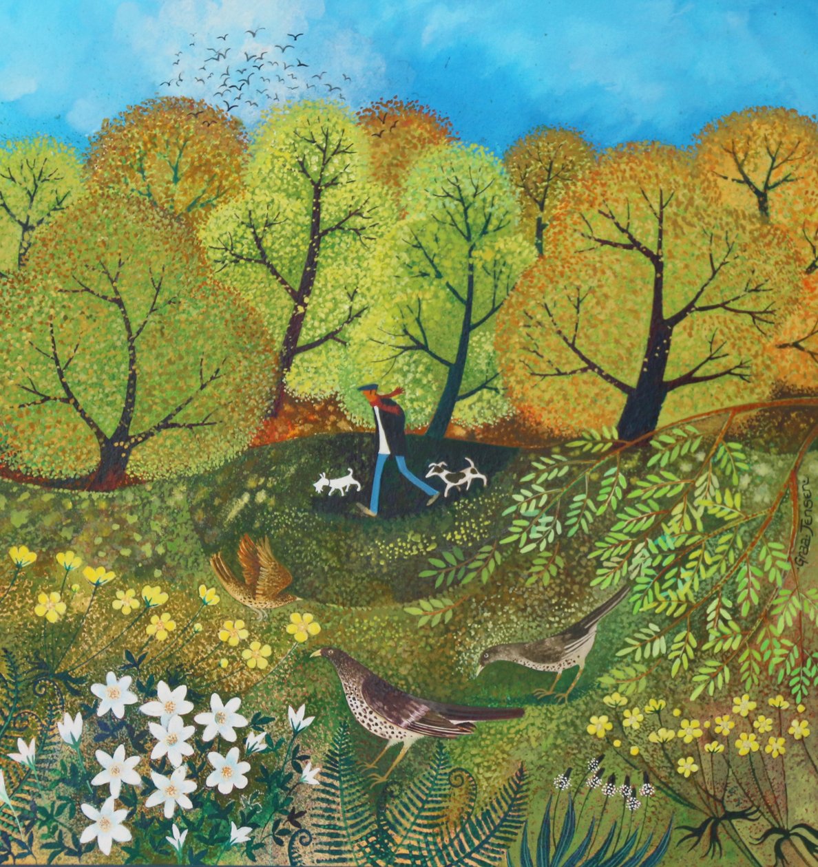 Dog Walker, 2016, (akril tinták papíron) alkotó: Lisa Graa Jensen