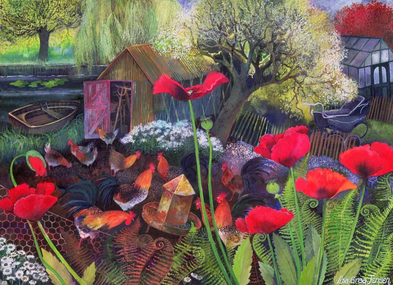 Hen Run, 1994 (akril tinta, gouache) alkotó: Lisa Graa Jensen
