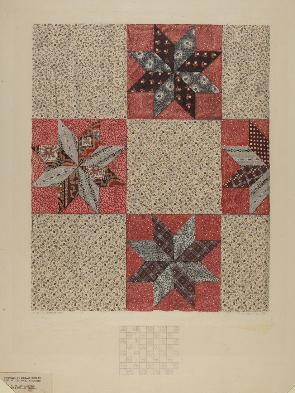 Star Design Comforter, c. 1937. alkotó: Lloyd Charles Lemcke