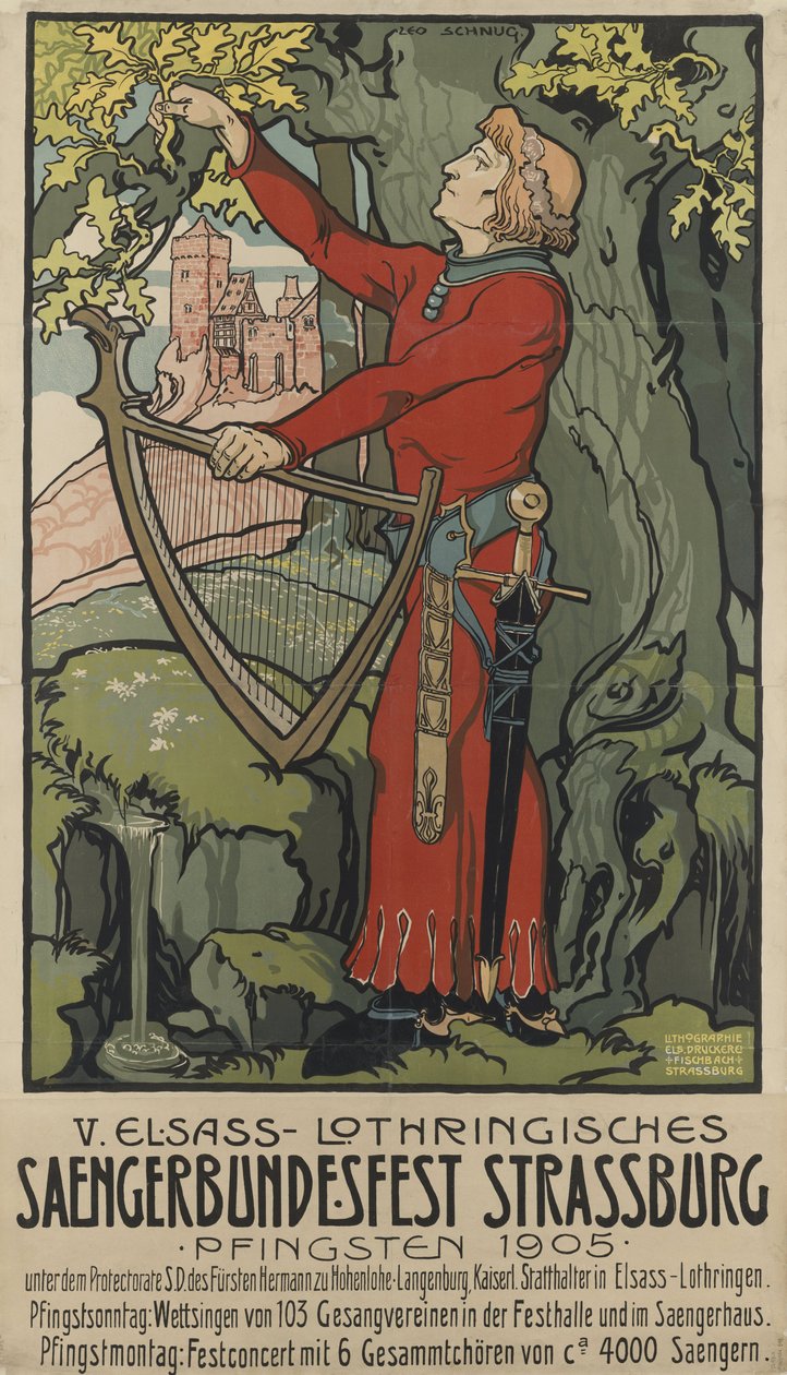 Saengerbundesfest énekesfesztivál, Strasbourg, 1905. alkotó: Léo Schnug