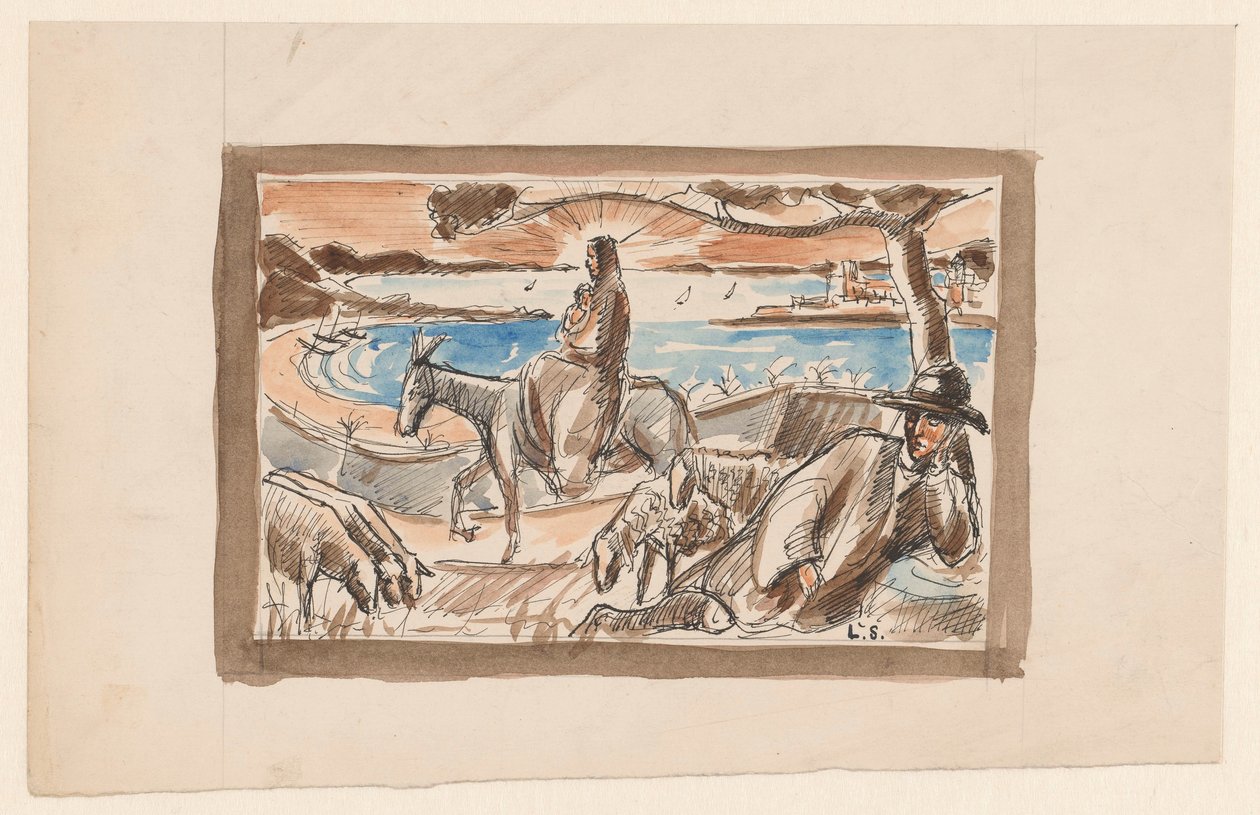 Repülés Egyiptomba alkotó: Lodewijk Schelfhout (signed by artist)