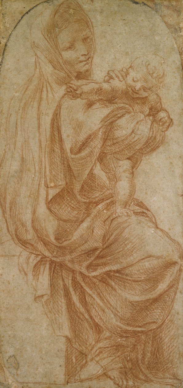 A Szűz és a Gyermek (piros kréta krémpapíron) alkotó: Lodovico Carracci