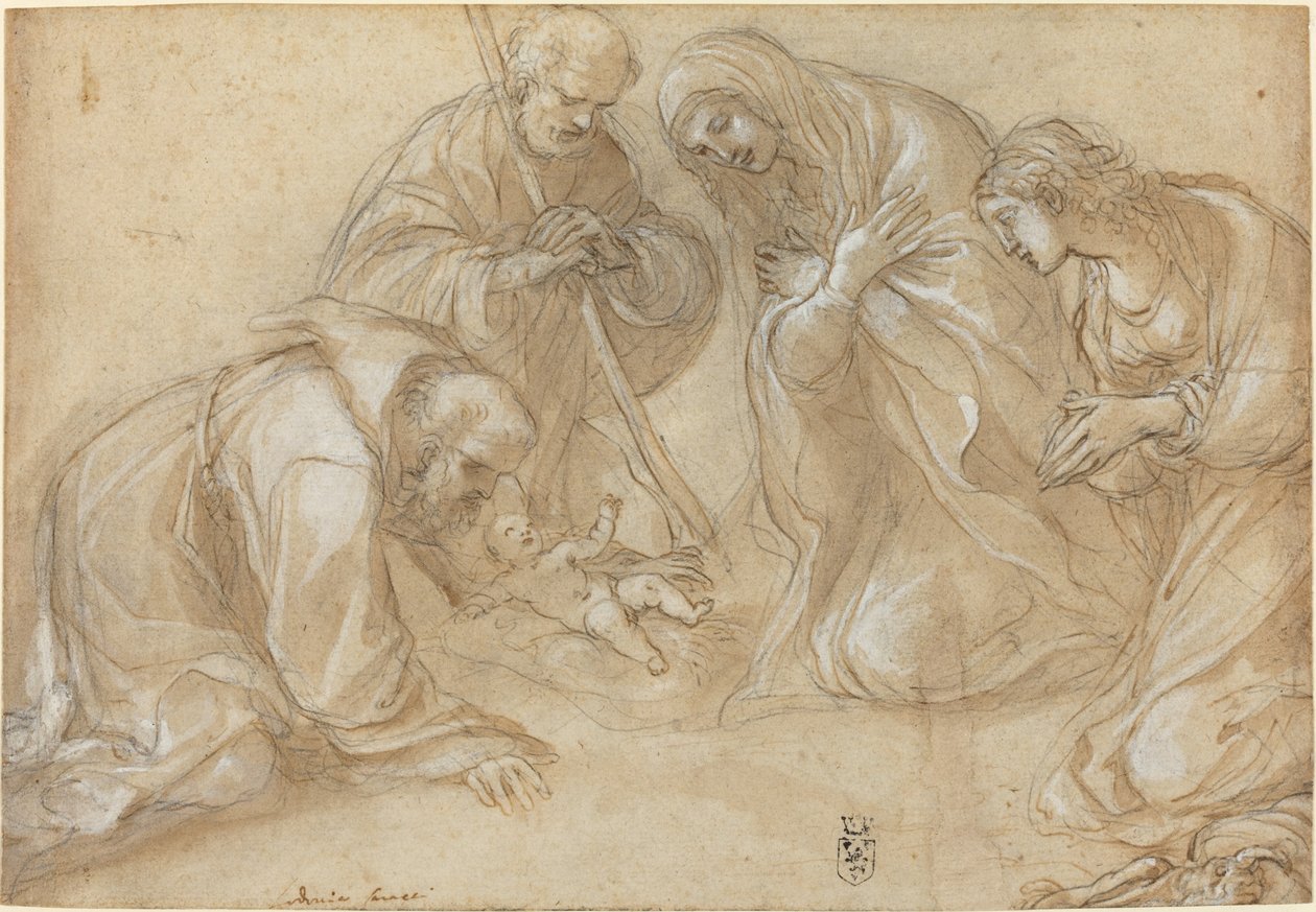 Születés Szent Ferenccel és Ágnessel alkotó: Lodovico Carracci