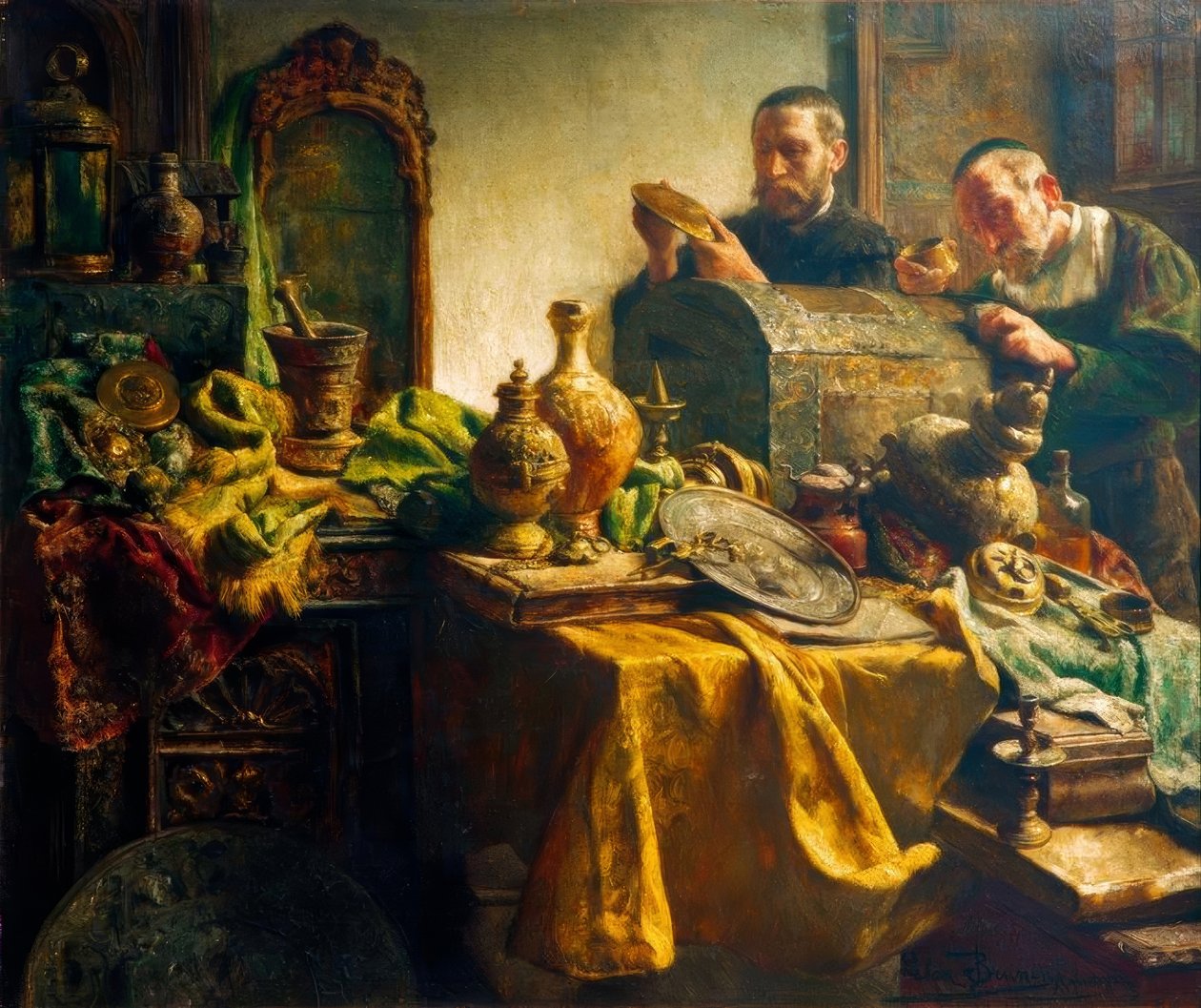 Látogatás a műkereskedőnél alkotó: Léon Brunin de Meutter