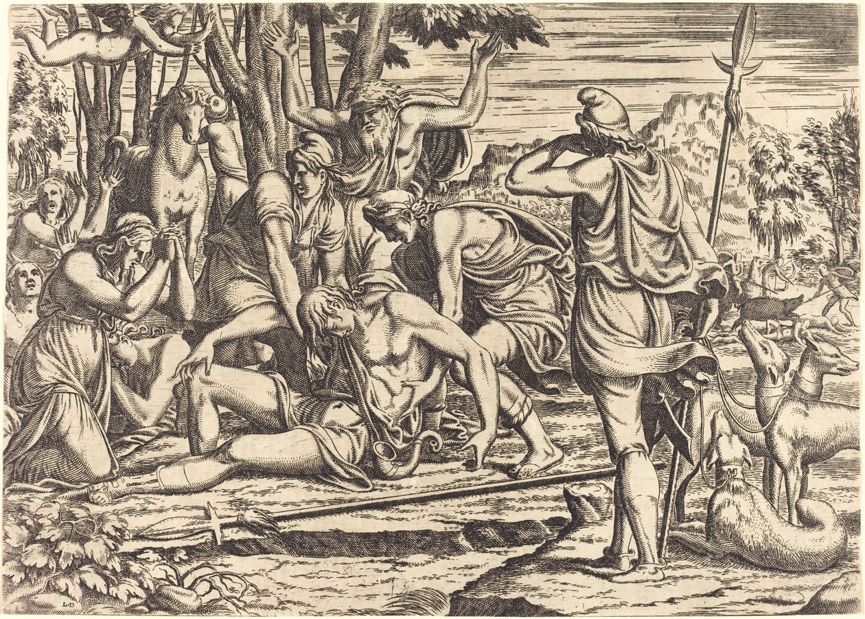 Adonis halála alkotó: Léon Davent after Luca Penni