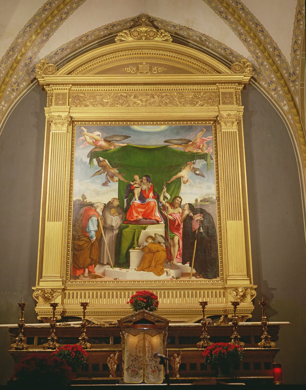 Szűz Mária és gyermeke szentekkel trónolva, 1521 alkotó: Lorenzo Lotto