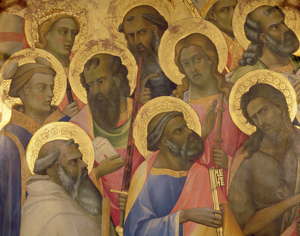 A Szűz koronázása, részlet a szentek arcáról, 1413 (tempera a táblán) alkotó: Lorenzo Monaco