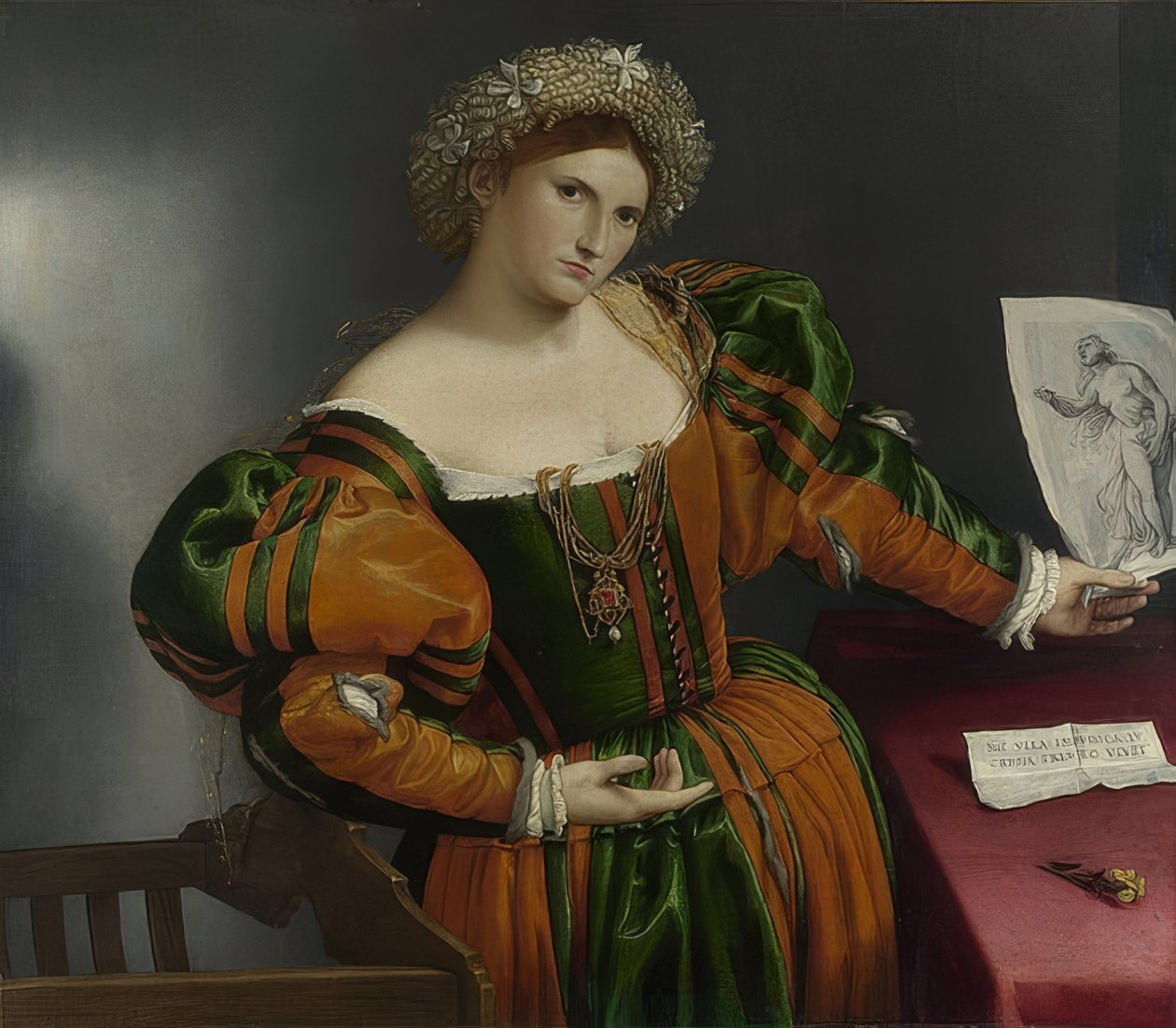 Női portré (Lucretia). 1530-32 körül alkotó: Lorenzo Lotto