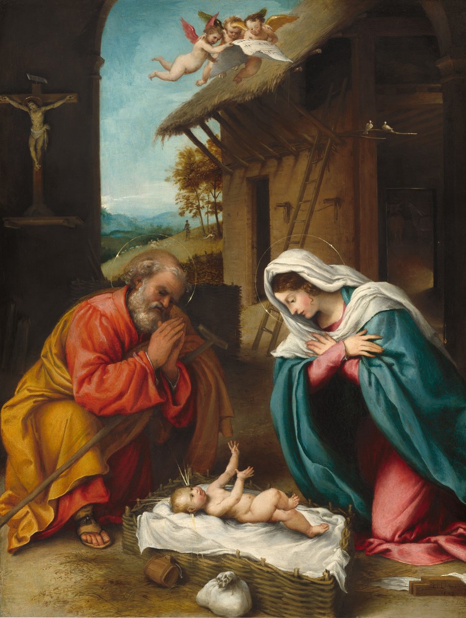Születés, 1523. alkotó: Lorenzo Lotto