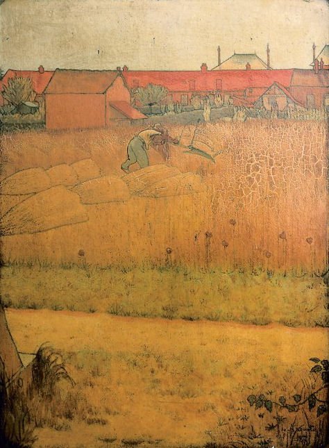 Le Fauchern: Catala: El segadorn Angol: The Harvest, or Mower at Noon reapern alkotó: Louis Anquetin