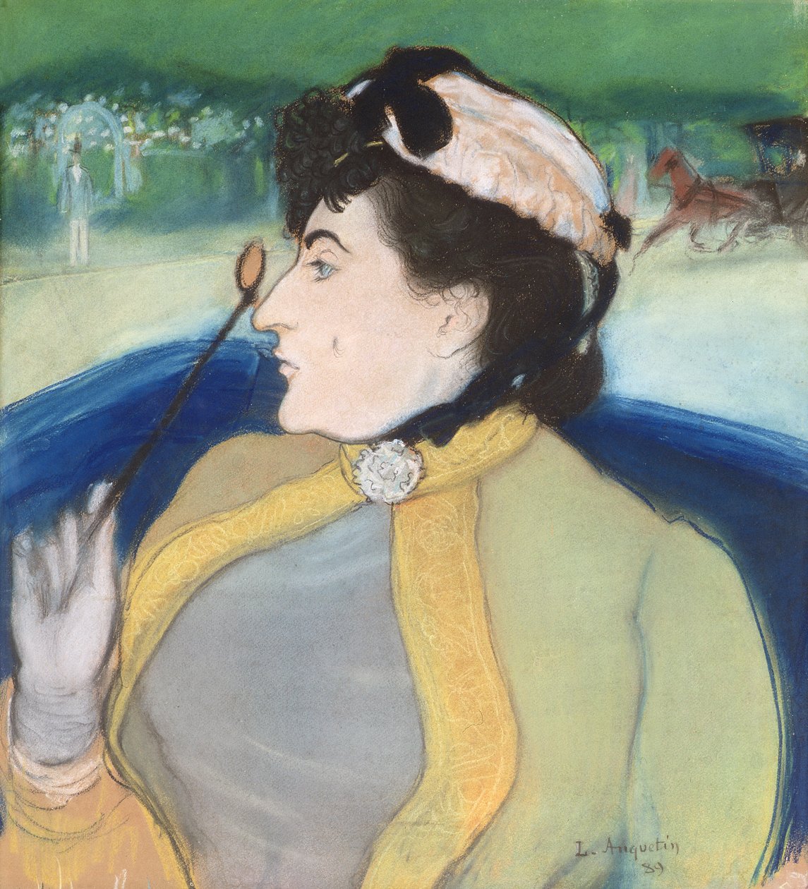 Nő barouche-ban, 1889 (pasztell, papíron) alkotó: Louis Anquetin