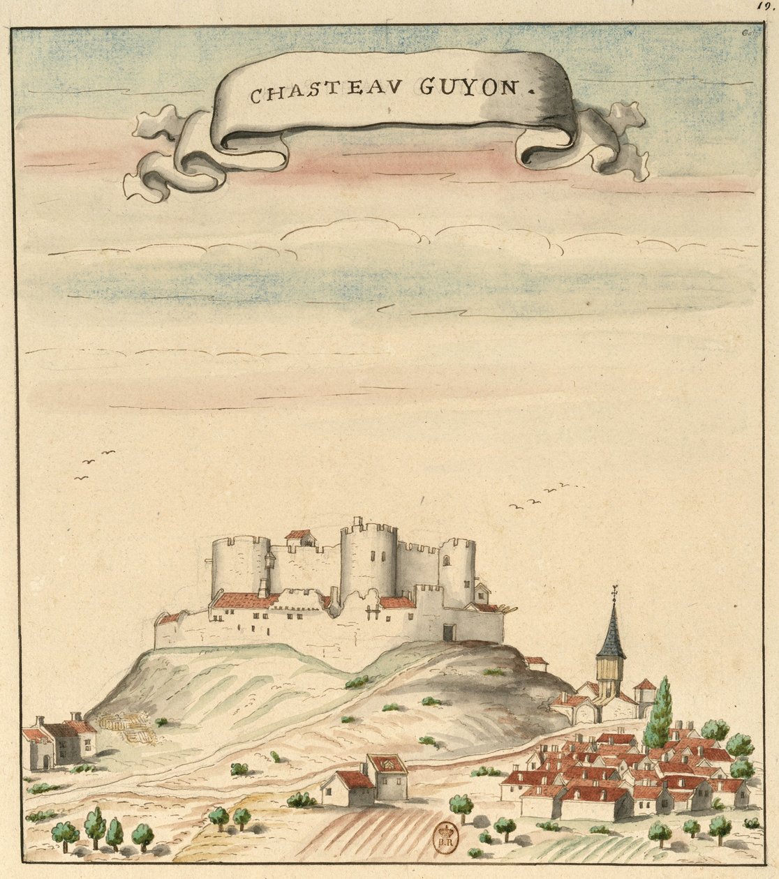 Rajz Châtel-Guyon váráról és falujáról (1450 körül), Guillaume Revel, L