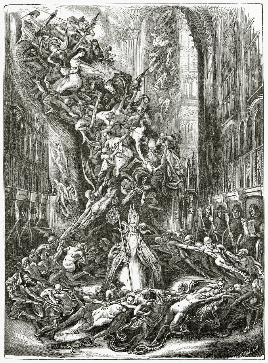 La Ronde du Sabbat, 19. század (bw metszet) alkotó: Louis Boulanger
