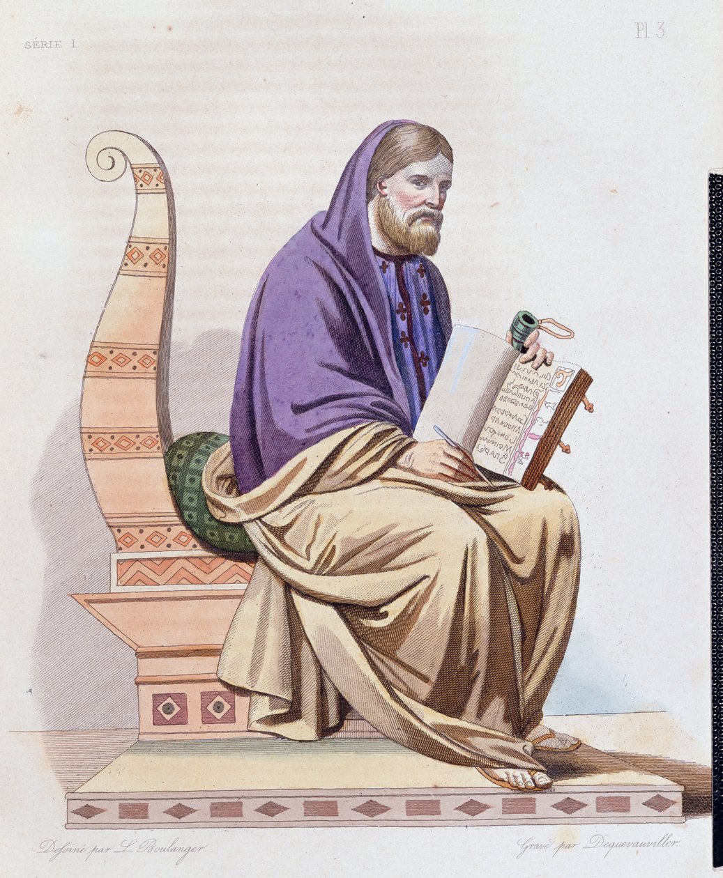 Tours-i Szent Gergely (538-594) portréja, illusztráció E. Mennechet "Le Plutarque Francais" című művéből, Dequevauviller metszete, 1841. alkotó: Louis Boulanger