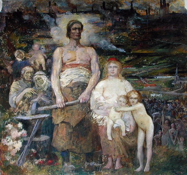 Az emancipáció felé, a Salle Pierre de Roubaix-ból, 1913 (freskó) alkotó: Louis Charles Spriet