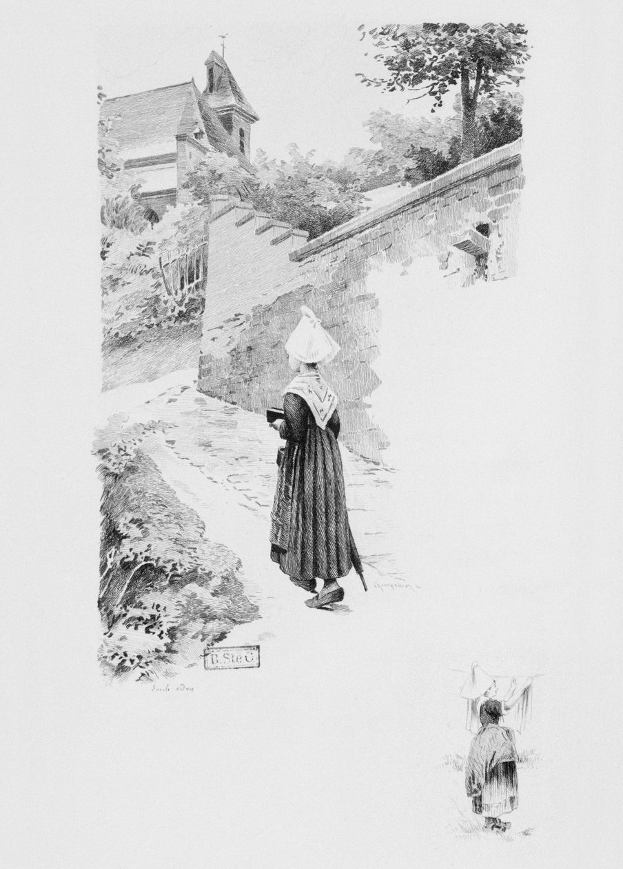 Felicite szolgáló, Gustave Flaubert (1821-80) 1894-ben megjelent „Un coeur simple” illusztrációja, Eugene Andre Champollion (1848-1901) metszete, Paris, Libraire Editeur A. Ferroud (sz. alkotó: Louis Emile Adan