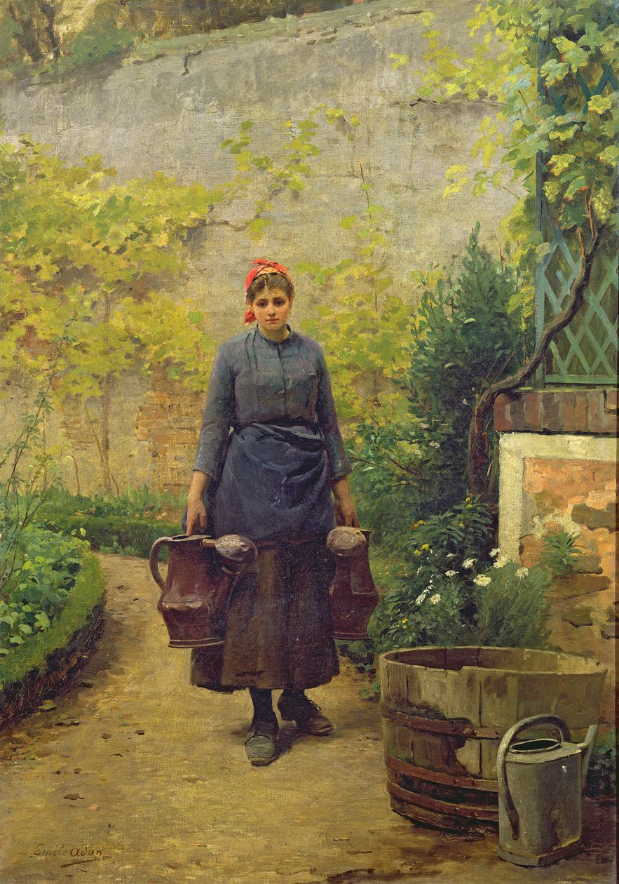 Nő öntözőkannákkal alkotó: Louis Emile Adan
