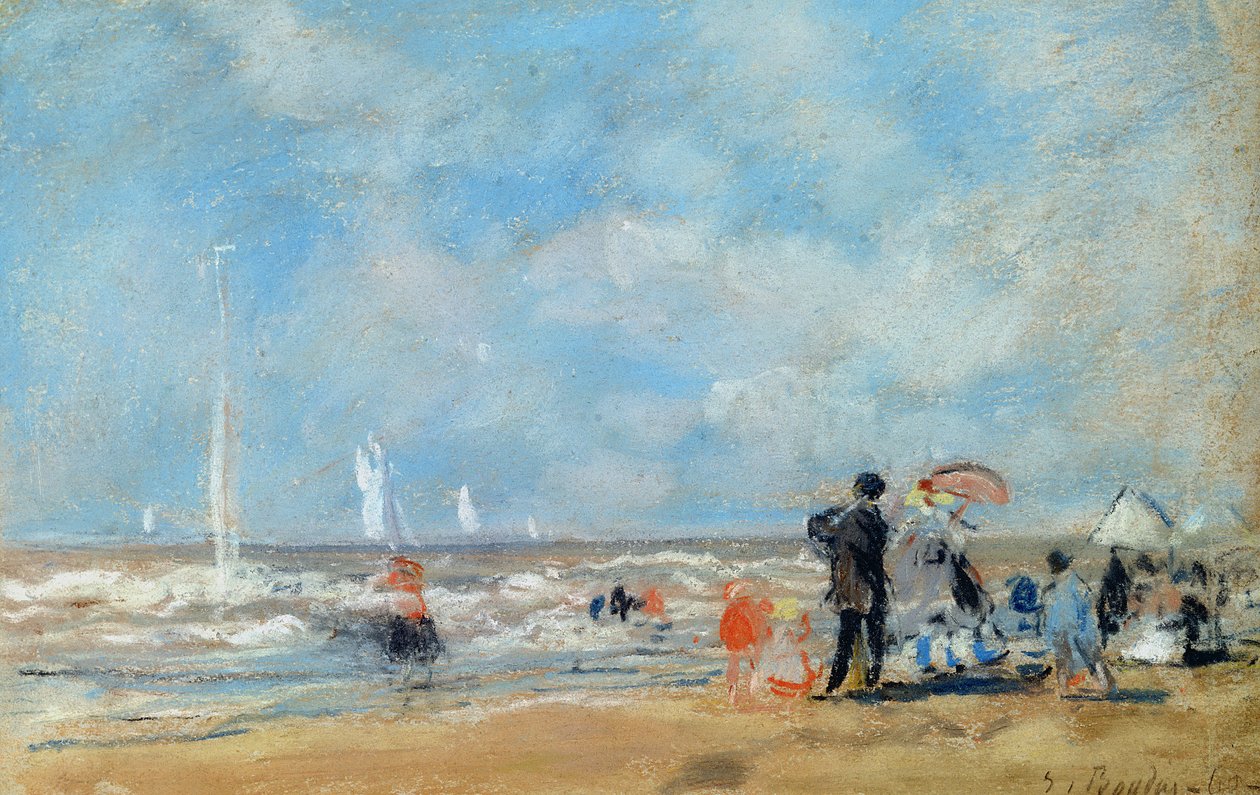 A tengerparton, 1863 (wc és pasztell papíron) alkotó: Eugene Louis Boudin