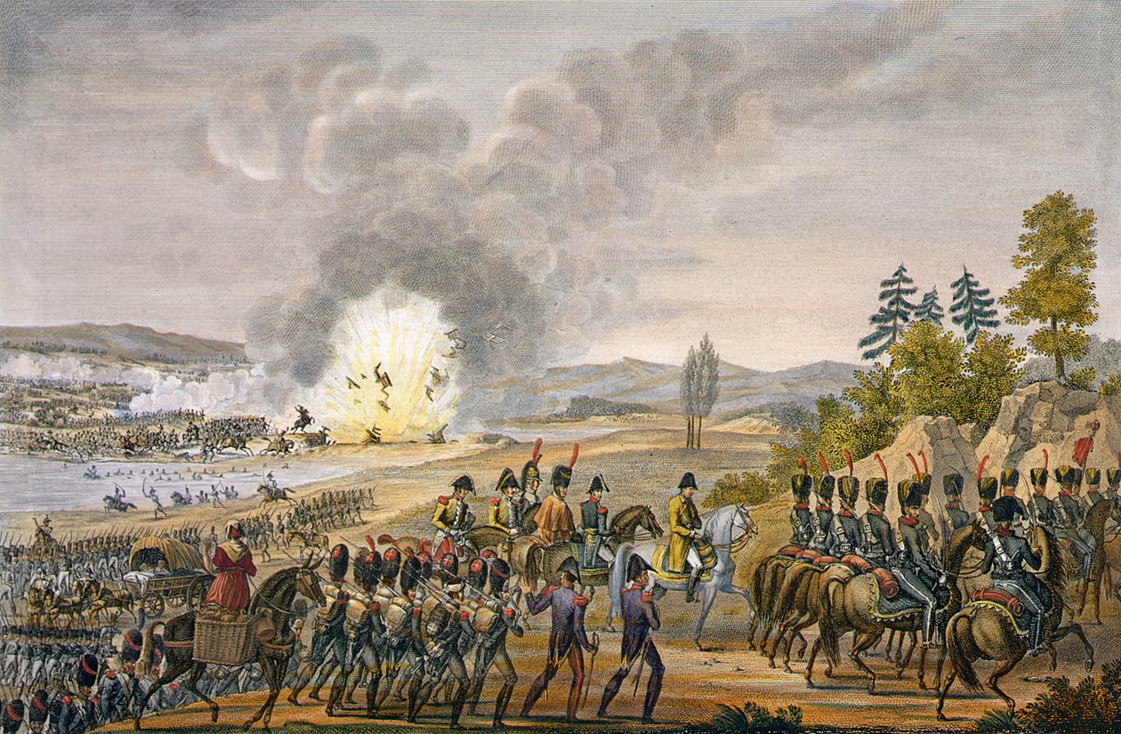 A francia visszavonulás a lipcsei csata után, 1813. október 19., metszet: Francois Pigeot (szül. 1775) (aquatinta) alkotó: Louis Francois Couche