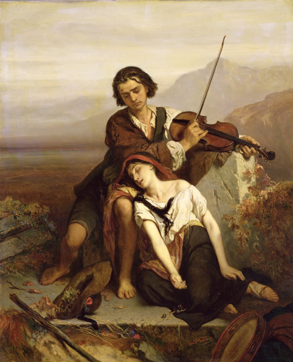 Vigasztalás a gyászban, 1852 körül alkotó: Louis Gallait