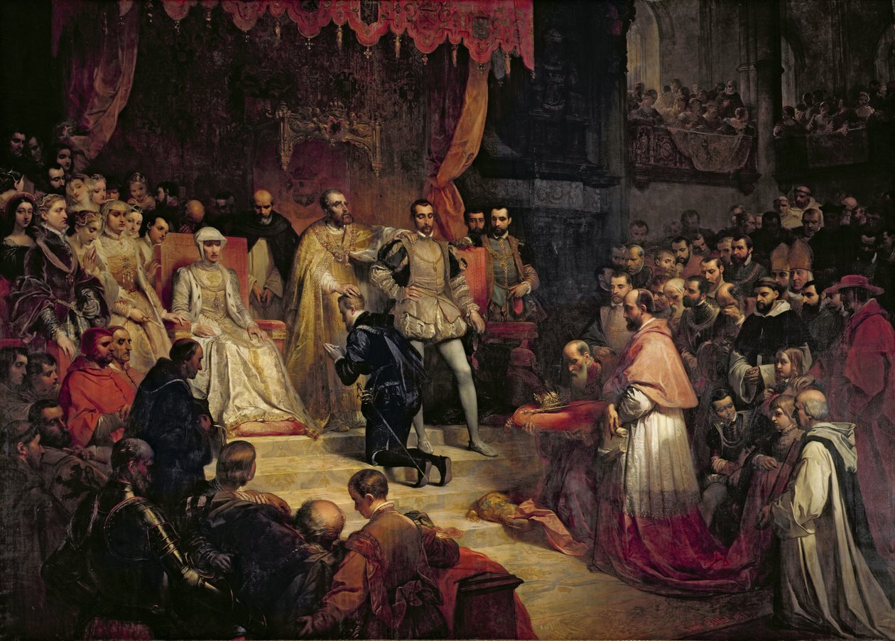 V. Károly lemondása (1500-58) 1841 alkotó: Louis Gallait