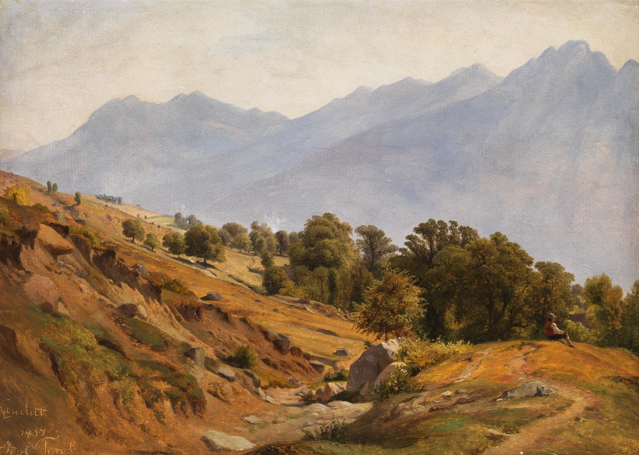Hegyi táj Dorf Tirol területén alkotó: Louis Gurlitt