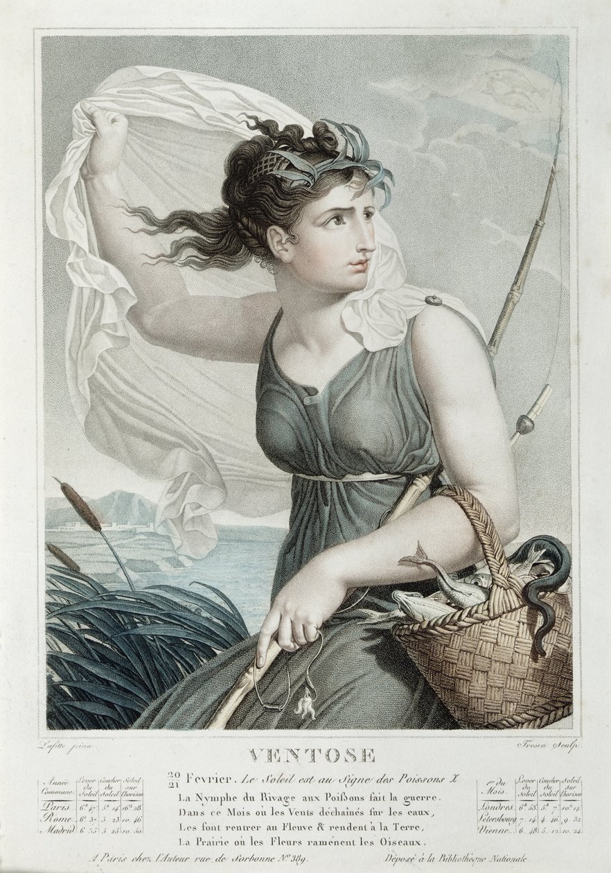 Ventose (február március), a köztársasági naptár hatodik hónapja, vésette Tresca, 1794 körül alkotó: Louis Lafitte
